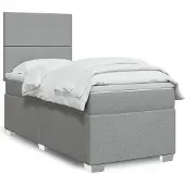 vidaXL Boxspring met matras stof lichtgrijs 100x200 cm