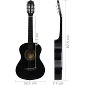 vidaXL 8-delige Gitaarset klassiek beginner 1/2 34" zwart