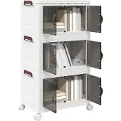 vidaXL Opbergbox stapelbaar met wielen 3-laags 28 L 48,5x29,5x86 cm