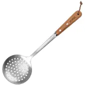 Heirol Roestvrije pollepel met gat 37,5 cm Beuken