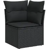 vidaXL 8-delige tuinmeubelset met kussens, zwart, polyrotan