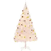 vidaXL Kunstkerstboom met verlichting en kerstballen 210 cm wit