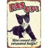 Plenty Gifts waakbord blik verwend katje
