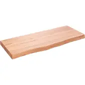 vidaXL Wastafelblad 100x40x(2-6) cm behandeld massief hout lichtbruin
