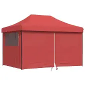vidaXL Partytent inklapbaar pop-up met 4 zijwanden bordeauxrood