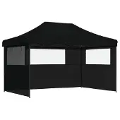 vidaXL - Partytent - inklapbaar - pop-up - met - 3 - zijwanden - zwart