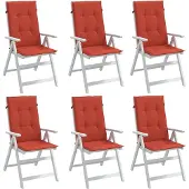 vidaXL Stoelkussens 6 st hoge rug 120x50x4 cm stof gemêleerd rood