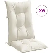 vidaXL Stoelkussens 6 st hoge rug 120x50x7 cm stof gemêleerd crème