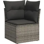 vidaXL 7-delige Loungeset met kussens poly rattan grijs