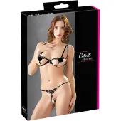Cottelli - lingerie set - geborduurd en glanzend - zwart - M