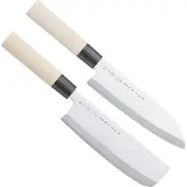 Satake Houcho Knife Set Santuko & Vegetable Chopping Knife 17 Cm - Messen & mesaccessoires Koolstofstaal Roestvrij staal - SHG101W