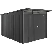 Biohort Metalen Tuinhuis Avantgarde - Donkergrijs Metallic - 260x380cm - Enkele Deur - Met Lessenaarsdak