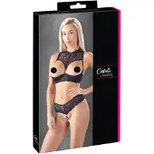 Cottelli - open bh set - transparant - zwart - 85B/L