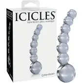 Icicles No. 66 - glazen dildo - gebogen met bolletjes - transparant