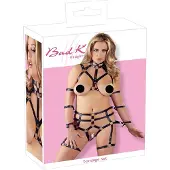 Bad Kitty - bondage harnas-bh set (zwart) - L/XL