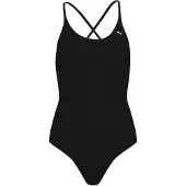 Puma Swim Badpak met V-hals en Gekruiste Bandjes voor Dames, Zwart, Maat XS