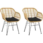 Möbilia Tuinstoel set van 2 metaal/polyrattan incl. zitkussen 2 stuks