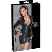 Cottelli Bondage - Jurk met glanseffect - Inclusief boeien - Zwart - M