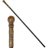 Widmann - Zwart en gouden wandelstok 108 cm