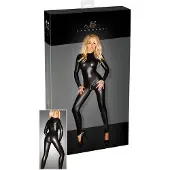 Noir - Catsuit dames - Glanzend - Lange mouw - Zwart - 2XL