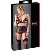 Cottelli Plus Size - Lingerieset trio - Kant - Zwart - XXXXL