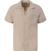 Profuomo overhemd beige met borstzak korte mouw