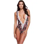 Baci Lingerie Baci - Grey Floral & Lace Teddy M/L