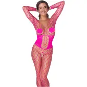 Vuxen - bodystocking dames - visnet - roze - S-L