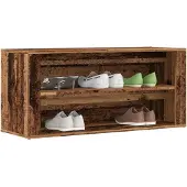 vidaXL Schoenenbank 100x35x45 cm bewerkt hout oud houtkleurig