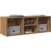 vidaXL Schoenenopbergbank 105x35x35 cm bewerkt hout artisanaal eiken