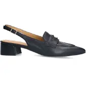 Manfield Zwarte leren slingbacks | Maat 39