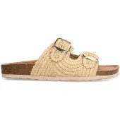 Manfield Beige raffia slippers | Maat 39