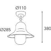 MORETTI Buiten plafondlamp Campanula 2095, antiek messing, Ø 29 cm IP44 Campula dimbaar, brons / oud-messing, Messing, Antiek, plafondlamp