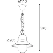 MORETTI Buiten hanglamp Campanula 2094, antiek messing, Ø 29 cm, IP44 Campula dimbaar, brons / oud-messing, Messing, Antiek