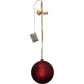 Star Trading Batterijgevoede kerstlamp 'Bliss' met kerstbal, 20 dauwdruppel-LED's, timer, rood, Ø 20 cm