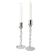 Dorre Twist Candlestick 2pcs Chromed Top Height 24cm - Kaarshouders Glas Clear - 5-8319