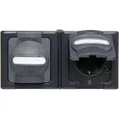 Kopp Stopcontacten, APWG Blue Electric 1312.1500.3 Schuko wandcontactdoos 2-voudig horizontaal anthr