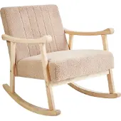 Beliani LEKNES - Schommelstoel - Lichtbruin - Bouclé