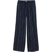 Tom Tailor Bandplooibroek 'Palazzo' donkerblauw / wit