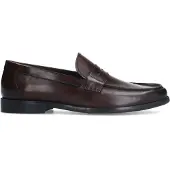 Manfield Donkerbruine leren loafers | Maat 46