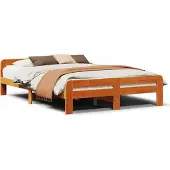 vidaXL Bedframe zonder matras massief grenenhout wasbruin 200x200 cm