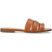 Manfield Cognac leren slippers | Maat 37