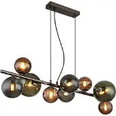 Globo Lighting Zwarte hanglamp Riha gekleurd glas 9-lichts