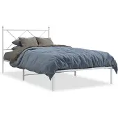 vidaXL Bedframe met hoofdbord metaal wit 100x200 cm