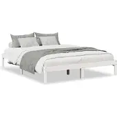 vidaXL Bedframe extra lang zonder matras grenenhout wit 160x220 cm