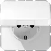 JUNG CD1520BFKIKLWW Wandcontactdoos met randaarde en klapdeksel Inzetstuk 1-voudig Alpine-wit 1 stuk(s)