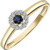 Lucardi Ring saffier / goud / transparant