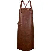 Xapron leren schort New York Cognac met schouderbanden - XL (lengte 89 cm/ Breedte 70 cm)