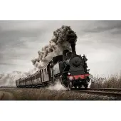 Karo-art Fotobehang Vintage Locomotief In Beweging - Vliesbehang - 520 x 318 cm