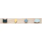 Atmosphera Kapstok kinderkamer - vormen knoppen - 4 haken - MDF hout - 55 x 7 cm - kleurenmix